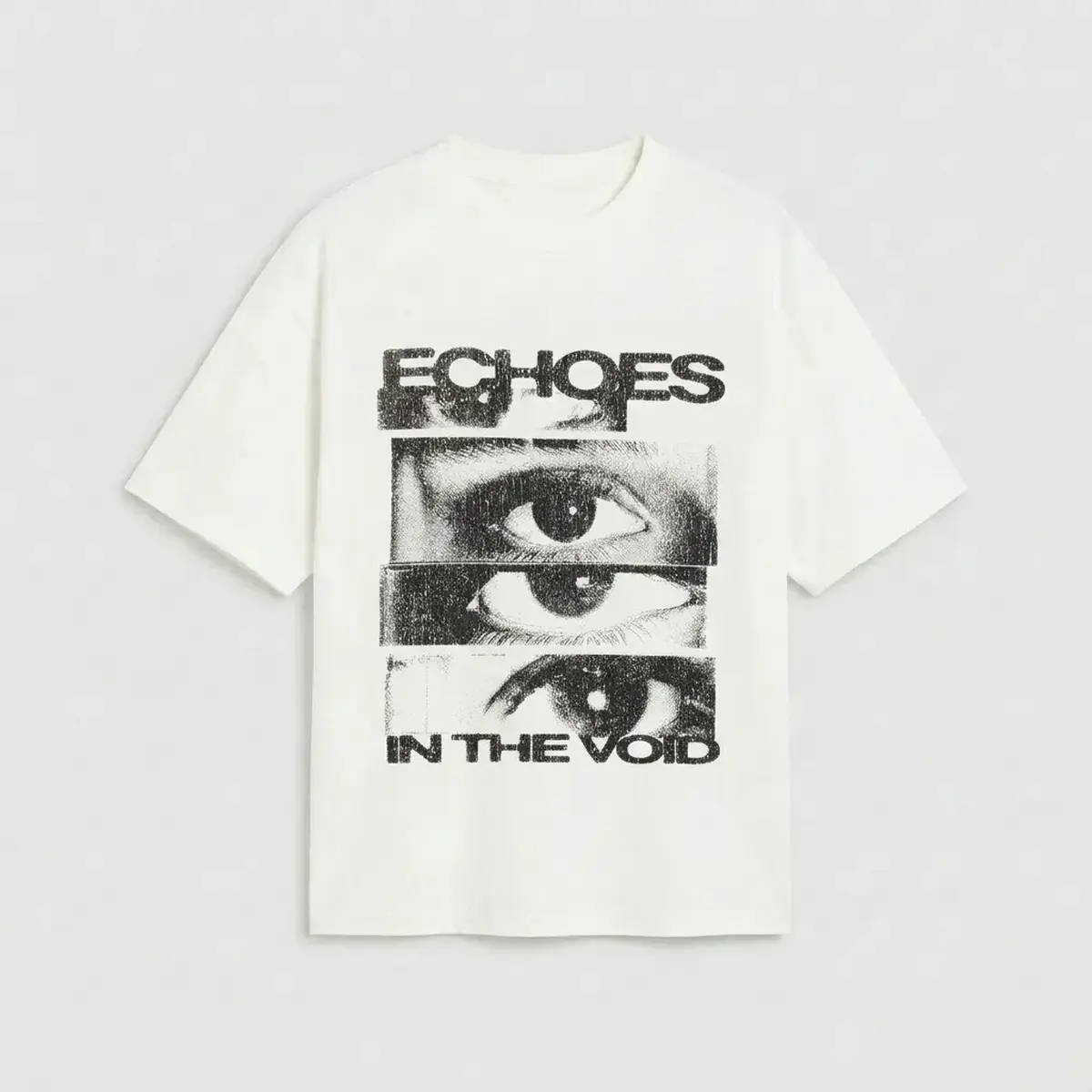 Women's Graphic T-Shirt - Unisex Loose-Fit Cotton Top, Retro Glitch Art Print, Artistic Eye Print, Casual Christmas Cold Wash Summer Streetwear, Round Neck Short Sleeve, Graphic T Shirts, Foldable, Graphic Shirts, Glitch Print