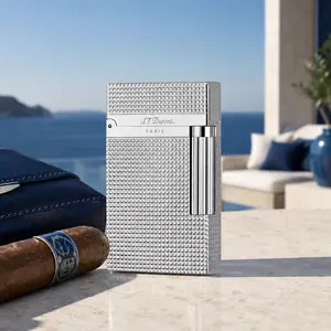 [Classical] DPT Silver Diamond Metal Brass Lighter 140g best Ping gift for boyfriend