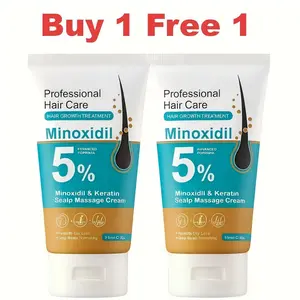 [BUY 1 GET 1 FREE]5% Minoxidil Hair Growth Scalp Massage Cream with Keratin & Ginger for Men Women Prevents Loss Repairs Follicles Promotes Fast Regrowth Strengthens Roots Buy 1 Get 1 Free
