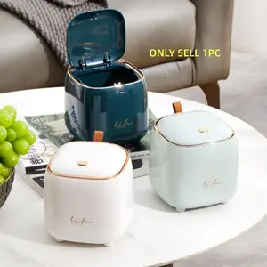 Elegant Press-Top Desktop Trash Bin, Douyin Dual-Layer Coffee Table Pop-Up Lid Small Storage Bucket, Beautiful Storage Container