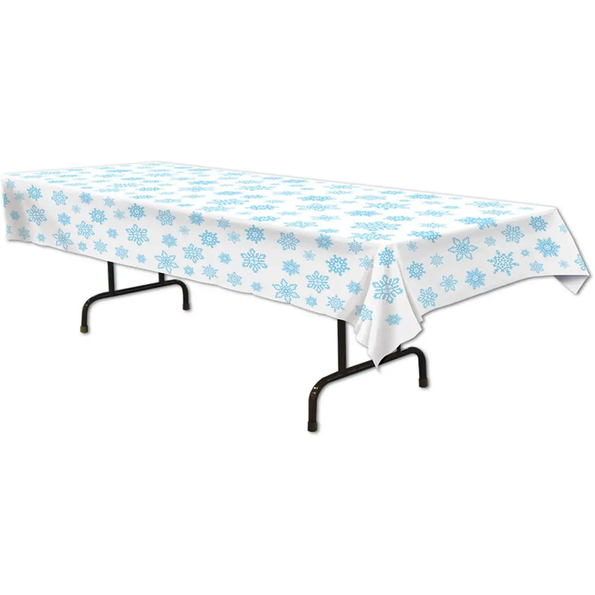 212 MAIN Plastic Snowflake Rectangle Christmas Dining Tablecloth Sheet, 54x108 inch, Case of 12, Indoor Home Supplies, Holiday Festive Party Decorations, Holiday Decorations