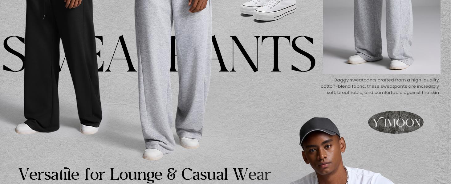 Gihuo Men's Baggy Sweatpants Casual Drawstring Waist Wide Leg Athletic Lounge Sweat Pants with Pockets Cotton Menswear Comfy Loose Suit Trouser Gihuo Men's Baggy Sweatpants Casual Drawstring Waist Wide Leg Athletic Lounge Sweat Pants with Pockets Cotton Menswear Comfy Loose Suit Trouser