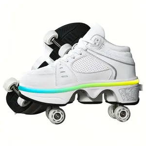 yousulun Deformation Roller Skates, Multi-functional Roller Shoes for Men, Retractable Four-wheeled Rollerskates, Outdoor Sneakers& Roller Skate Shoes 2-in-1, Unique Gift for Families and Friends