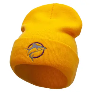 Shark Jump Embroidered 12 Inch Long Knitted Beanie