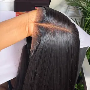Straight 7x5 Glueless Wigs Human Hair Pre Plucked Pre Cut 180% Density 100% Human Hair 7x5 Lace Closure Wig Human Hair Lace Front Wigs 15A Real Pre Bleached Knots Upgraded Straight Wig For Beginners No Glue Ready to Wear