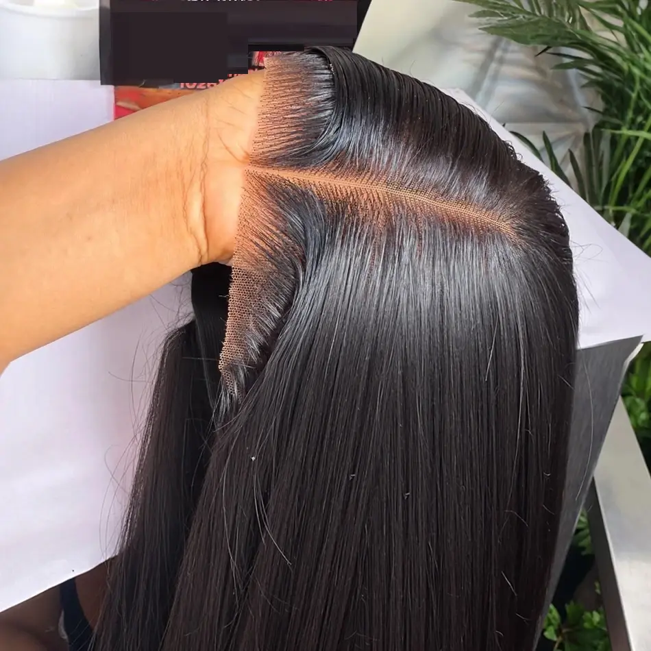 Straight 7x5 Glueless Wigs Human Hair Pre Plucked Pre Cut 180% Density 100% Human Hair 7x5 Lace Closure Wig Human Hair Lace Front Wigs 15A Real Pre Bleached Knots Upgraded Straight Wig For Beginners No Glue Ready to Wear