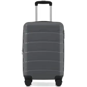 20-Inch ABS Hardshell Carry-On Luggage, Durable Expandable Travel Suitcase with Spinner Wheels and TSA Lock, Gray