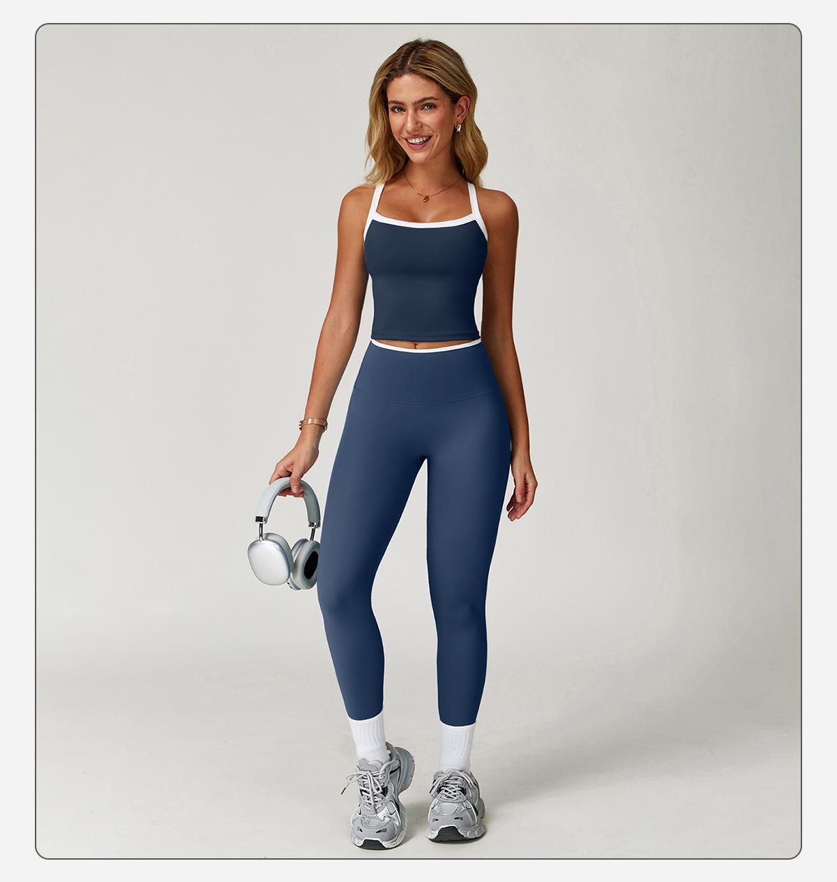 MASKERT Women's Two Piece Set Colorblock High Waisted Ribbed Casual Fitness Sportswear, Athletic Fashion Activewear summervibes