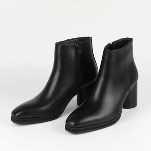 Men's Chelsea Boots, Square Toe Low Block Heel with Side Zipper, Business-Casual Ankle Boots for All Seasons & Versatile Wear