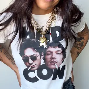 Hudcon Baby Tee - Heated Rivalry Inspired, Hudson Williams, Hudcon, Shane Holland, Book Lover, Connor Storrie, Ilya Rozanov, Book Lover Print Top Fashion Slim Tops Vintage Baby Tees Emo Girl Crop Top Women Kpop Shirt| Women's Retro Y2K Shirt