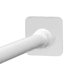 no drill curtain rod holder adjustable adhesive tension rod bracket shower curtain rail hook wall mount no nails sliding track closet door frame hanging accessories