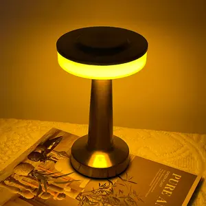 Dumbbell Design Desk Lamp，Portable Ambient Table Lamp，Stepless Dimming Function，Metal Decorative Night Light, Rechargeable Touch Tri-color Desk Lamp For Restaurant, Bar, Cafe, Metal Desk Lamp for Room Home Decor