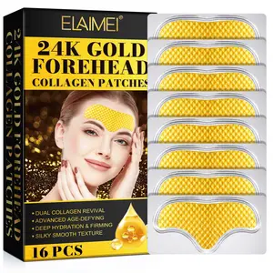 Elaimei Gold Collagen Forehead Wrinkle Patches, Skin Care, Moisturizing & Firming, 16 Pieces, for Women