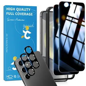 JavoYion 2 Pack for Samsung Galaxy S24 Privacy Screen Protector, 2 Pack Camera Protector, 9H Tempered Glass, Fingerprint Compatible, Anti-Spy