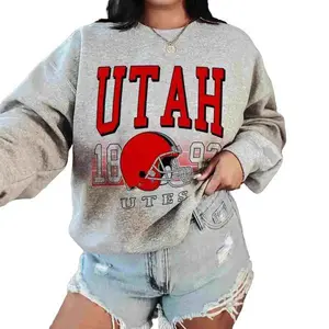 Utah Utes Retro Helmet University College NCAA Football Unisex Sweatshirt Cotton Fabric Sweatshirt, Hoodie, Comfort Colors