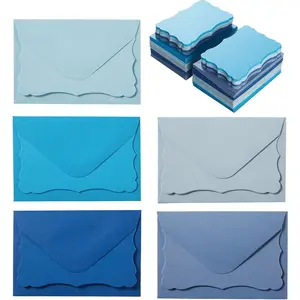 100 Pack Mini Envelopes with Note Cards in 5 Colors for Wedding, Birthday,  Showers, 4 x 2.7 Inches (Blue)