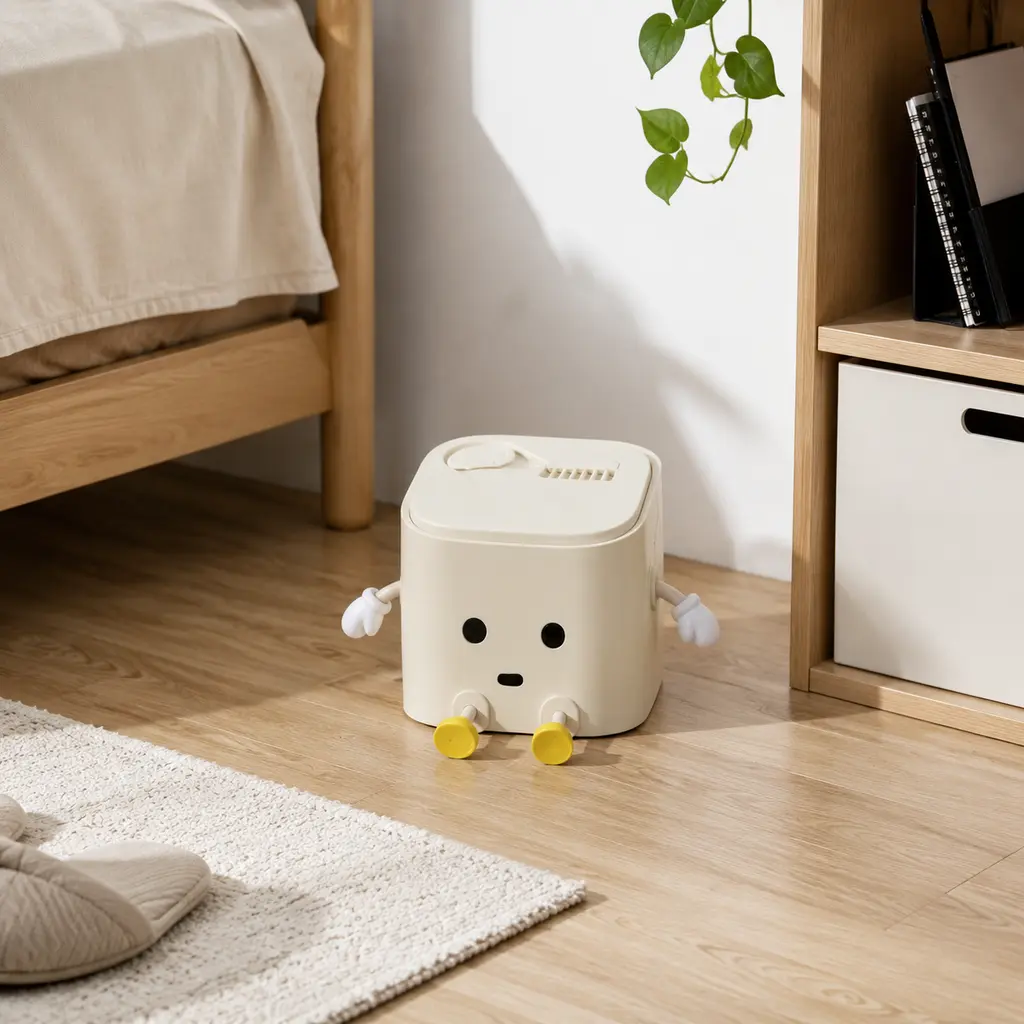 Odor Sealed Non-Slip Stain-Proof Cute Tabletop Garbage Bin, Space Saving Waste for Bedroom Nightstand Vanity  Kid’s Bedroom Rental  automatic Touchless  Trash  outdoor    bag trashcan smart top cage sale dispenser can wall leg plastic corner z
