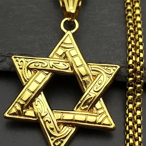 Jewish Star Of David Stainless Steel Fashion Necklace for Men Women Gold Silver Color Israel Hexagram Pendant Necklace Amulet Jewelry Accessory Stainless Steel Necklaces Religious Jewelry