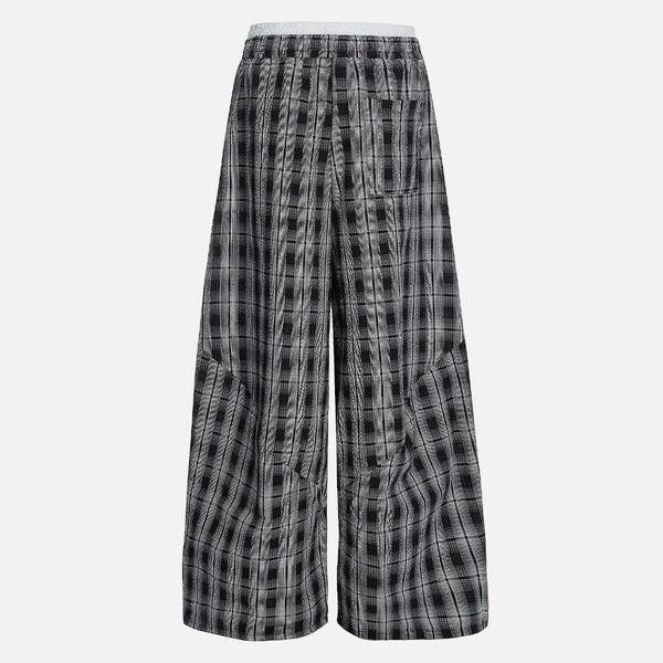 Aelfric Eden Baggy Plaid  Barrel Double Waist Sweatpants Unisex Drawstring Elastic Waist Joggers  Y2K Streetwear Loose Fit Vintage Joggers