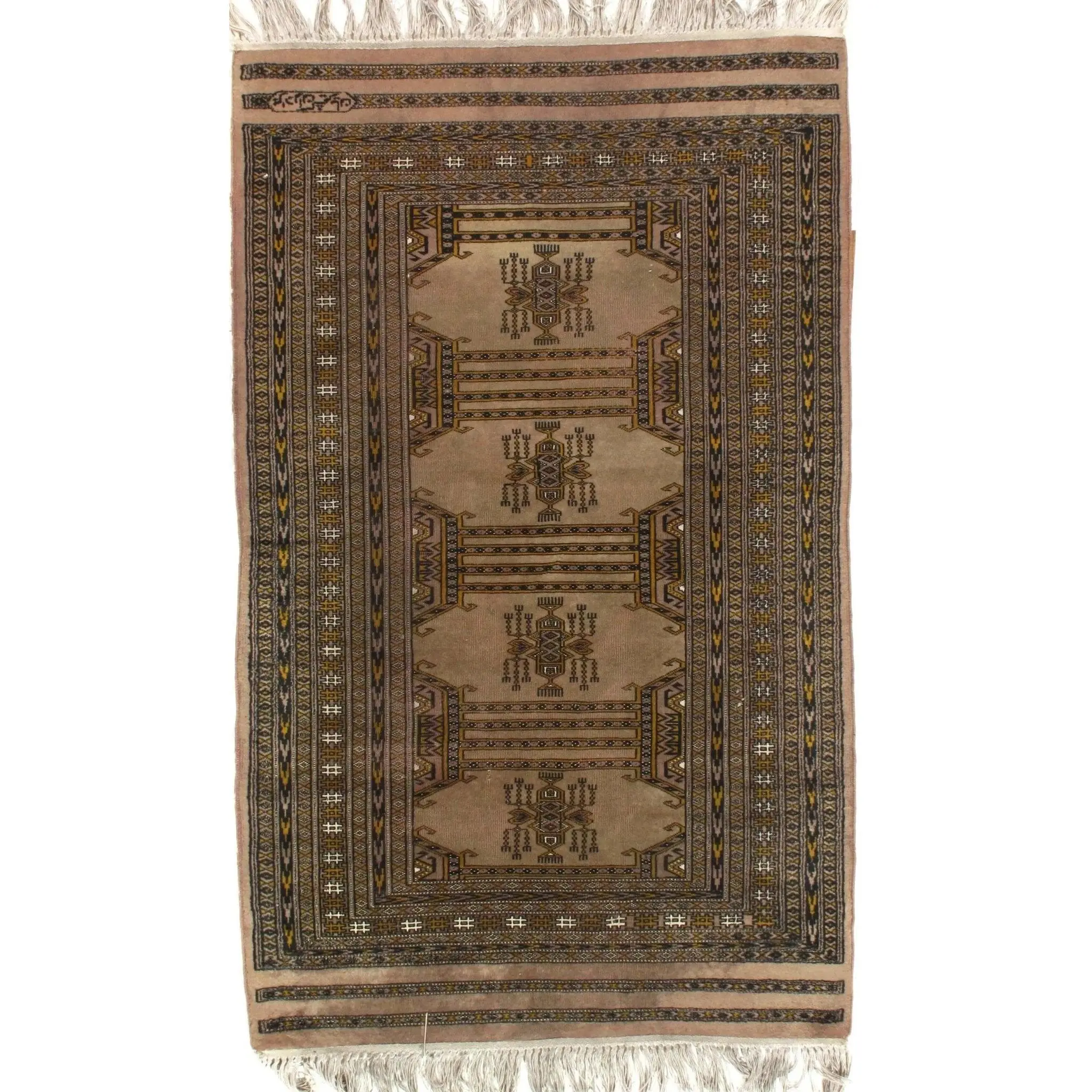 Canvello Hamdmade Beige Bokhara Rug - 3' X 5'