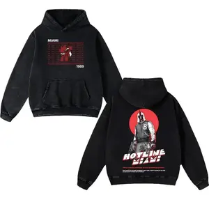 Hotline Miami 1989 Washed T-Shirt, Hoodie, Neon Killer Video Games, Horror Vintage Shirt, Game Fan, Streetwear Tops Black Fabric Menswear 4