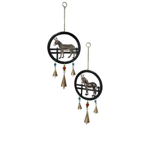 Metrotex Designs 62059 Donkey Wind Chime, Grey - Set of 2