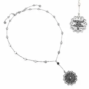 Remember Who You Are Flower Mandala Drop Choker Necklace Crystal Pendant Empowering Pendant