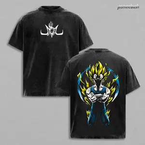 Anime Majin Vegeta Vintage Washed T Shirt Men's Women Cotton Hip Hop Streetwear Casual Spring Summer Oversized tee,funny graphic tee, men’s trendy t-shirts