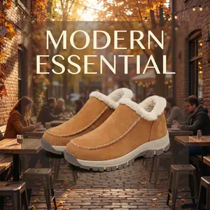 Women's winter convenient and fashionable snow boots, suitable for outdoor hiking, indoor fashion, perfect for walking in the snow, providing warmth and good grip, a trendy and fashionable item. Stylish Lightweight Comfort Loafers fur boots ice Shoe Girl
