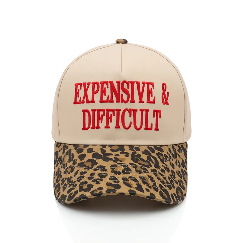 Red EXPENSIVE & DIFFICULT Leopard Brim Hat Funny  main image 3