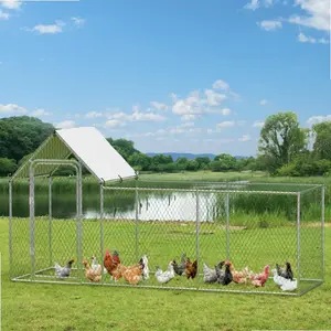 [FLASH SALE] Garvee Chicken Coop Run Large Metal Chicken Pen Outdoor, Metal Chicken Coop with Waterproof and Anti-Uv Cover for 6/10 Chickens,Duck Rabbits Habitat - 118.1 x 39.4 x 59 Inch