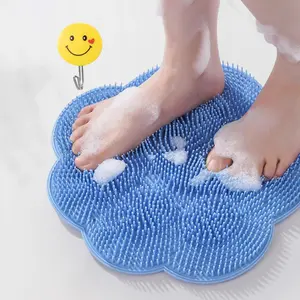 Foot Scrubber in Shower,Shower Foot Scrubber Mat,Silicone Body Scrubber with Suction Cups,Bath Feet Scrub Mat with Storage Hook, Exfoliating Shower Scrubber, Exfoliating Bath Tool