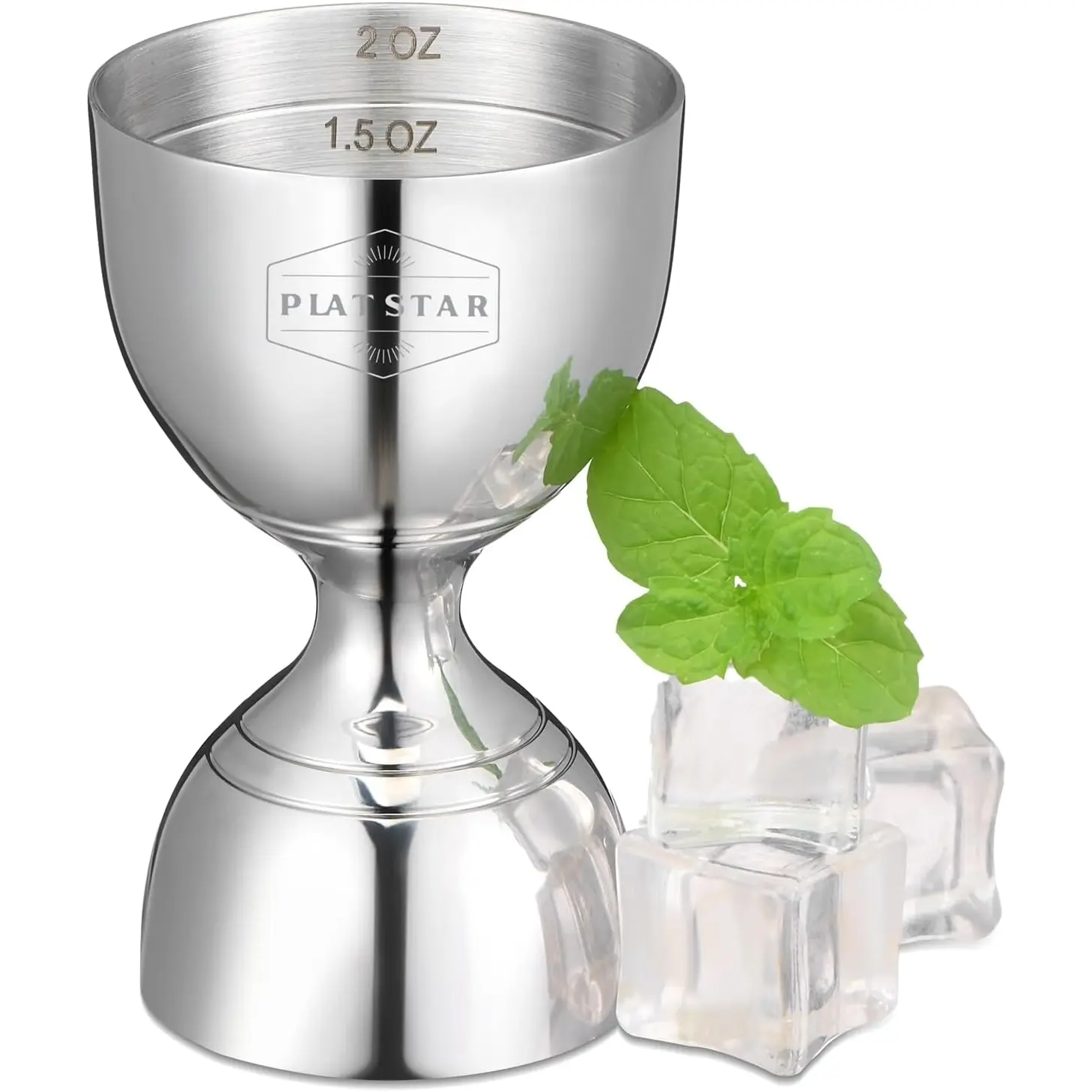 Cocktail Measuring Jigger, Shot Measure Double Jigger with Measurements Inside, Bar Jigger Liquor Alcohol Measuring, Bell Jigger for Bartending, 2 Oz 1 Oz Bartender Jigger Stainless Steel Plat Star