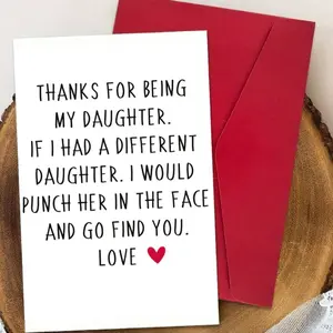1pc Funny Daughter Thank You Card from Parents - Humorous "Thanks for Being MY Daughter" Greeting Card with Sarcastic Message - Blank Inside for Personal Note - 5x7 Inches Comes with Matching Envelope
