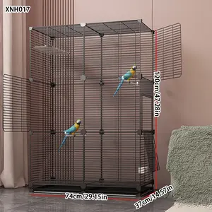 Large Mobile Bird Cage Suitable for Parrots and Canaries, Home Metal Structure Ornamental Cage, Aviary for Birds, Enclosure