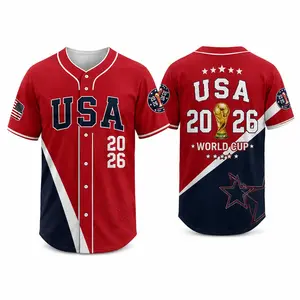 USA 2026 Soccer Fan Baseball Jersey for Men Women, American Flag Button Shirt, Patriotic Sports Casual Summer Graphic Tee Gift Apparel