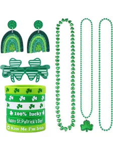 St Patrick's Day Accessories for Women St Patricks Day Earrings Necklaces Bracelets Irish Glasses Set Shamrock Saint Patricks Parade Throw Party Favors Decorations Jewelry Gifts