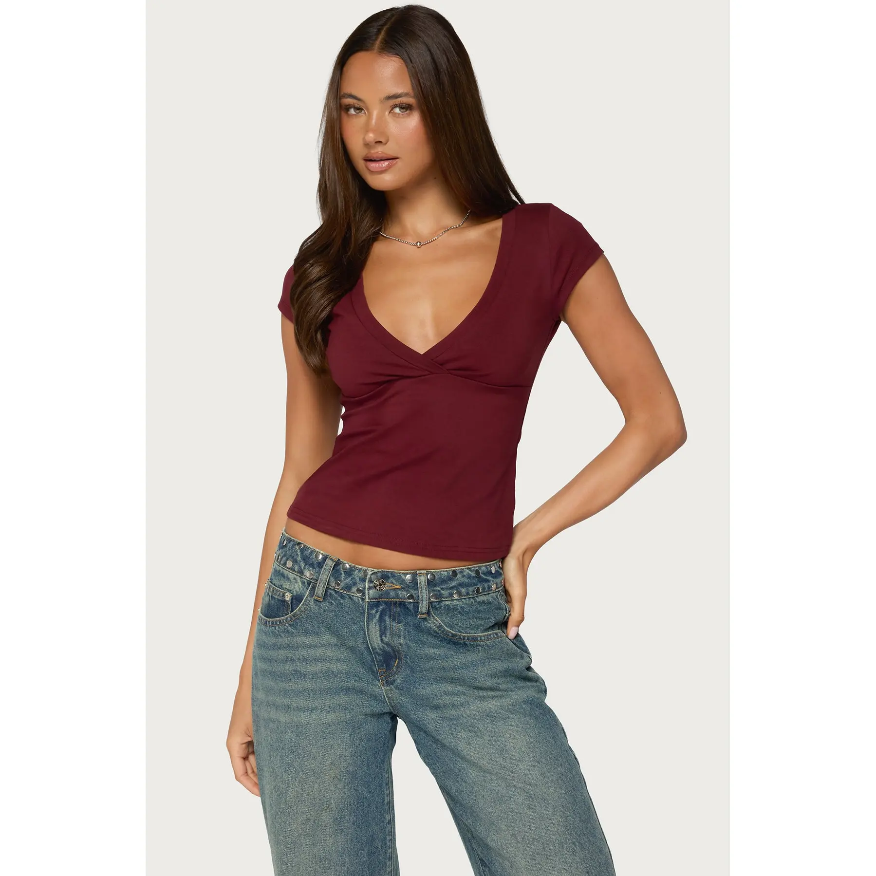 Penelopy Overlap V Neck T Shirt