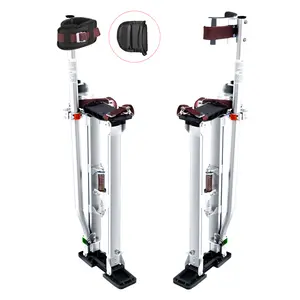 VEVOR Drywall Stilts, TikTokShopBlackFriday, 24''-40'' Adjustable Aluminum Tool Stilts with Protective Knee Pads, Durable and Non-slip Work Stilts for Sheetrock Painting, Walking, Taping, Silver