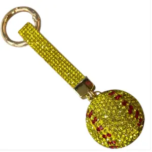 Softball Bedazzled Ball Keychain