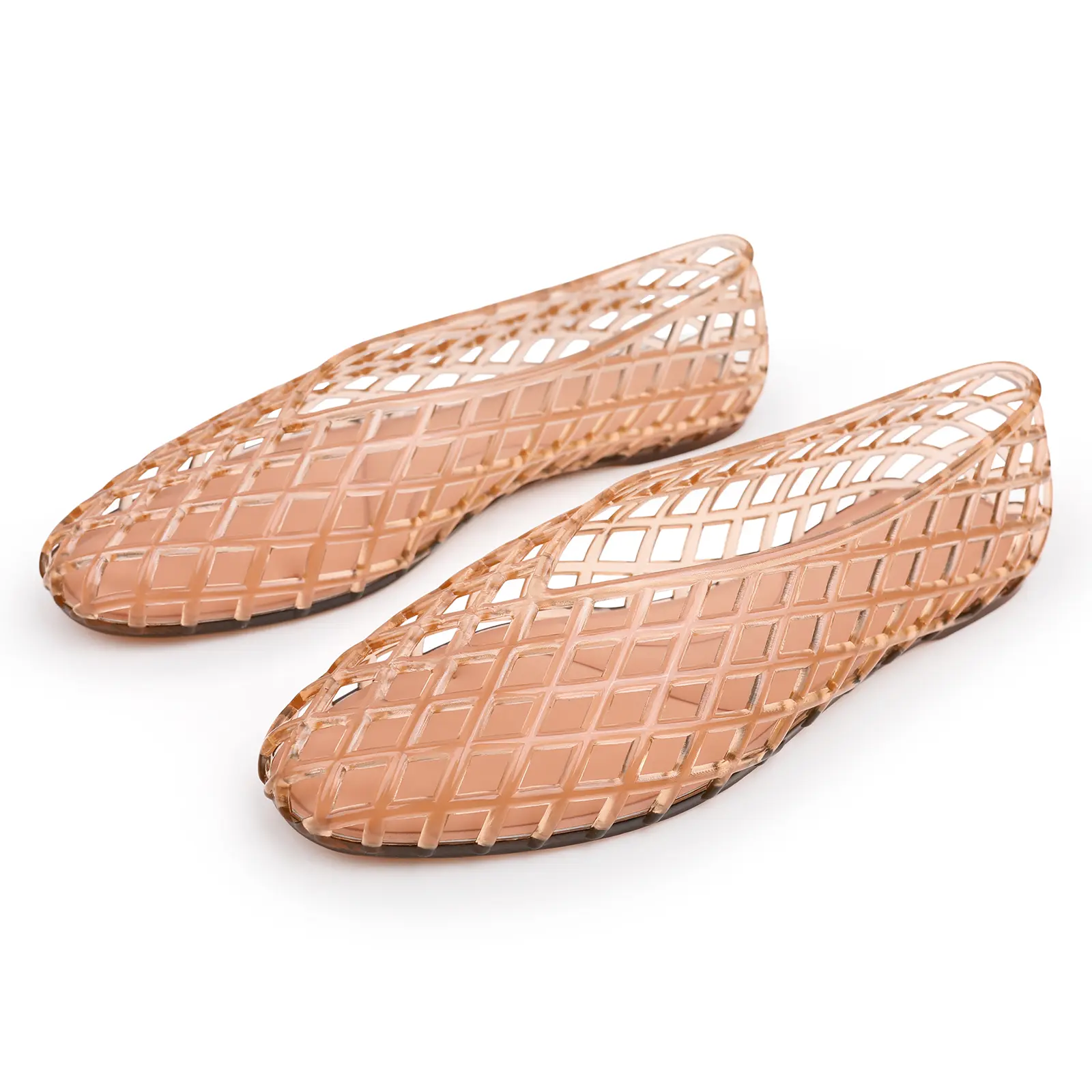 EVELLYHOOTD Women's Breathable Mesh Jelly Ballerina Flats - Lightweight Breathable Slip-On Shoes for Women, Summer Beach Vacation Footwear