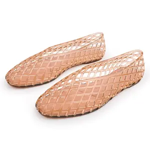 EVELLYHOOTD Women's Jelly Ballet Flats  Breathable Mesh Jelly Ballet Shoes  Lightweight Slip-On Summer Flats Comfortable Beach Vacation Shoes