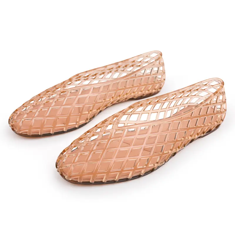 [Pls Size Up] EVELLYHOOTD Women's Breathable Mesh Jelly Ballerina Flats - Lightweight Breathable Slip-On Shoes for Women, Summer Beach Vacation Footwear, Breathable Slip Ons, Jelly Shoes sohochic