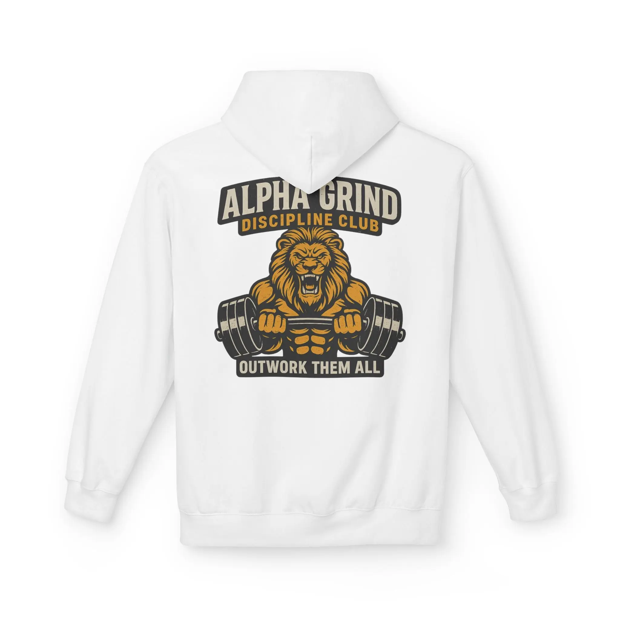 Alpha Grind Midweight Softstyle Fleece Hoodie (front logo + back design) – Gym Apparel