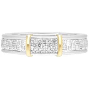 Ariva Two-Tone Sterling White Topaz Basket Band Ring