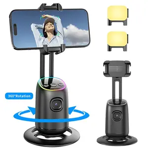 Automatic Face Tracking Mobile Phone Selfie Stand, 360-Degree Rotatable Phone Holder with Fill Light, Portable Multifunctional Smart Selfie Stick for Video Blogging Live, Tripod Light