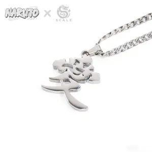 Naruto Gaara Necklace Kanji Love Character Pendant for Fans Silver Chain Anime Jewelry Official Merchandise