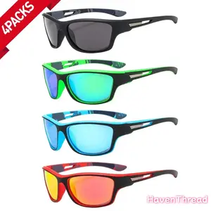 4 Pack Polarized Outdoor Sports Sunglasses for Men & Women - Great for Cycling, Climbing, Skiing, Fishing, Driving | Vintage Special - Shaped Sun Glasses Eyewear