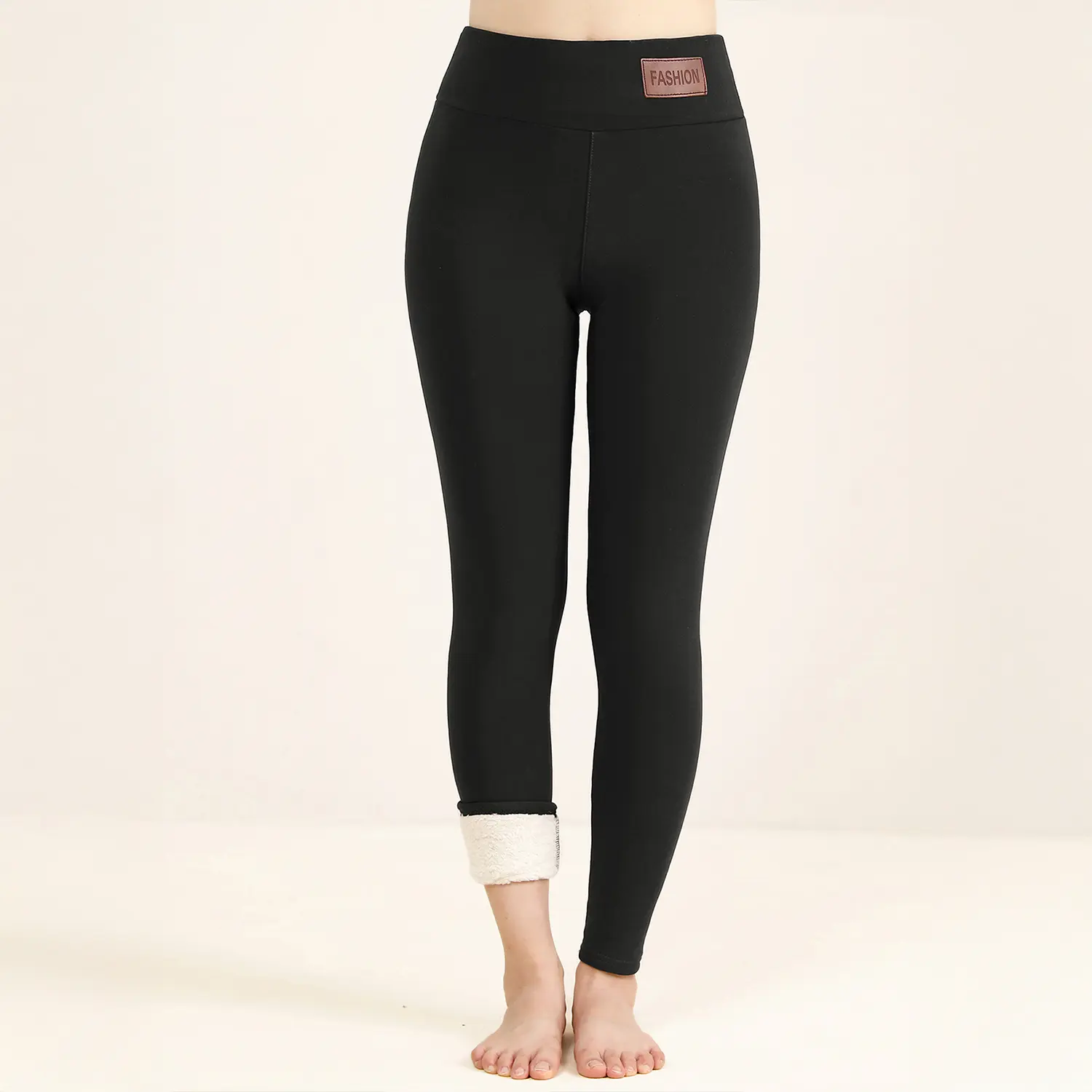 Women's High Waist Thermal Thick Fleece Heat Pants - Soft, Elastic Tummy Control, Fitted Cut Full Length Lady Leggings for Outdoor, Casual Wear, Bottom, Style, Plush, Polyester