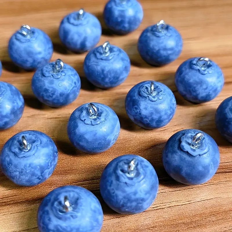 10Pcs Resin 3D Realistic Blueberry Ornaments - DIY Fruit Pendant Suitable for Keychain Accessories, Key Charms, Home Decoration and Gift Ideas